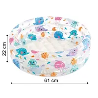 Piscina gonflabila pentru copii Marine Life, 61 x 22 cm, din PVC rezistent, include petic de reparatie, capacitate 28 L