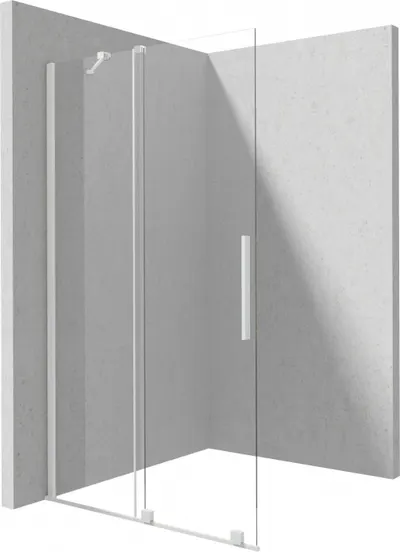 Paravan dus glisant 90x195cm, sticla securizata 6 mm, alb mat, Deante Prizma