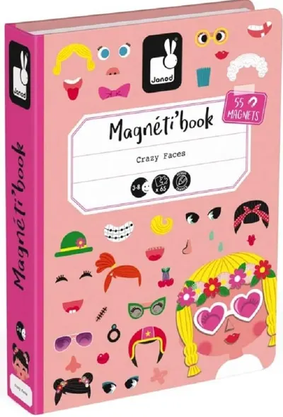 Carte magnetica pentru copii Janod - Fetite cu fete amuzante