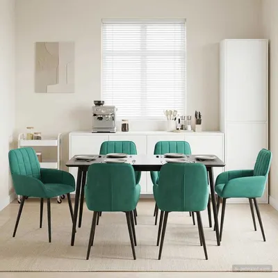 vidaXL Scaune de dining 6 buc. Catifea Turcoaz 57 x 50 x 85 cm