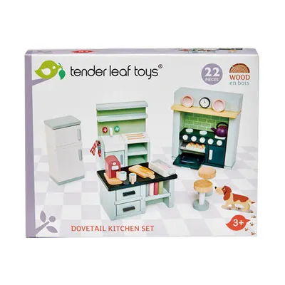 Set mobilier bucatarie din lemn premium Dovetail - cu 22 piese echipamente si accesorii complete