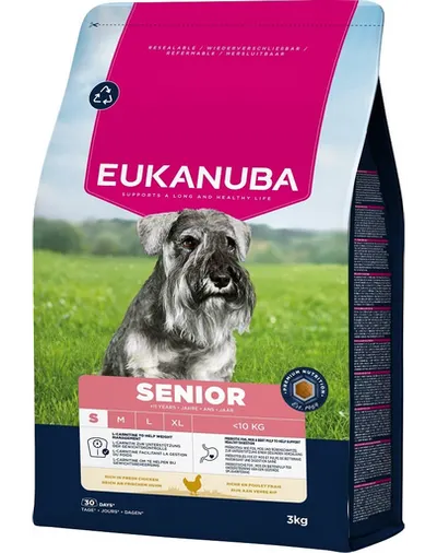 EUKANUBA Senior Small Breeds Chicken 3 kg hrană câini senior rase mici, bogată în pui proaspăt