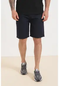 Pantaloni scurti din amestec de in cu snur in talie Mick - Bleumarin