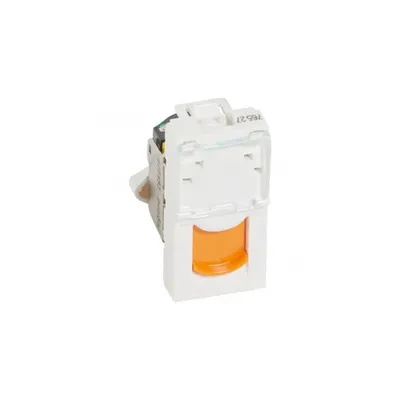 RJ 45 priza Mosaic - category 6A UTP - 1 module -alb cu galben shutter