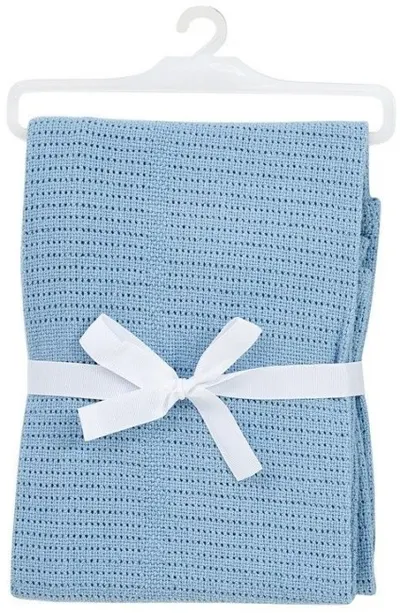 Patura din bumbac tricotata Baby Dan - Dusty Blue, 75 x 100 cm