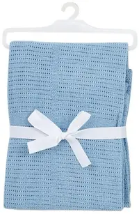 Patura din bumbac tricotata Baby Dan - Dusty Blue, 75 x 100 cm