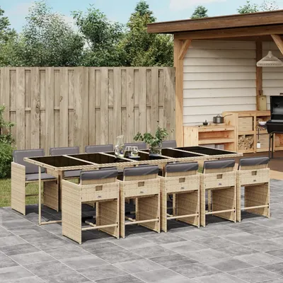 Gossi set mobilier gradina cu perne, 11 piese bej combinat poliratan