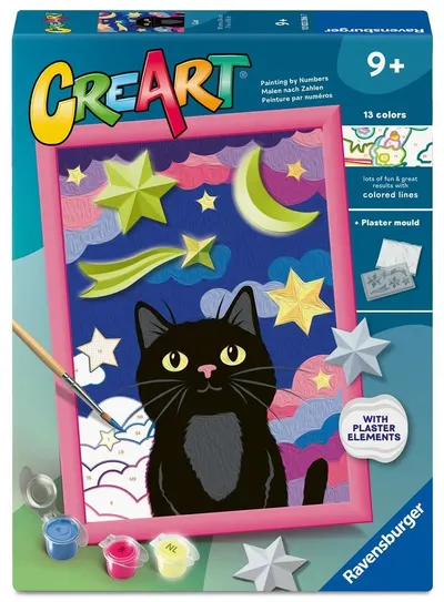 Set de pictură pe numere Ravensburger CreArt - pisică neagră