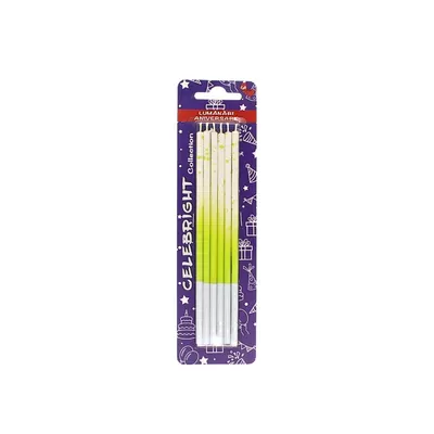 Set 6 lumânări pentru tort, Celebright, verde, degrade cu picățele, 15 cm