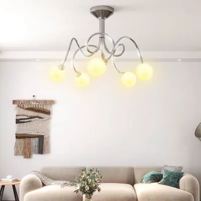 vidaXL Plafonieră cu abajururi rotunde din sticlă, 5 becuri LED G9
