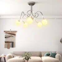 vidaXL Plafonieră cu abajururi rotunde din sticlă, 5 becuri LED G9