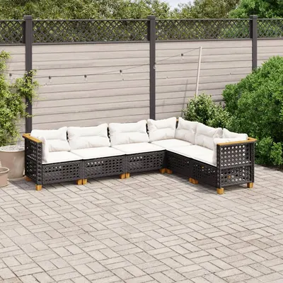 Gossi set mobilier de gradina cu perne, 6 piese, negru, poliratan