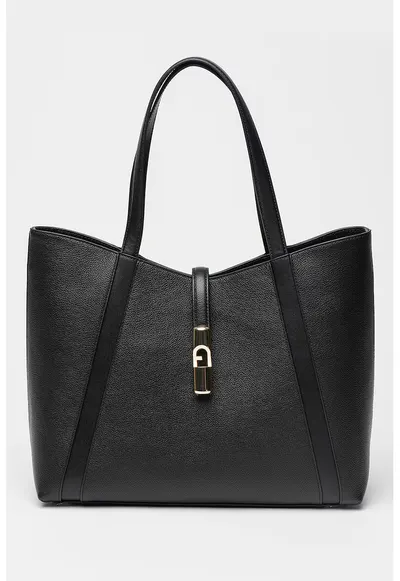 Geanta tote de piele Goccia - Negru