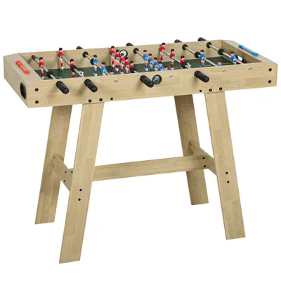 SPORTNOW Futbolín pentru Copii din Lemn Masă de futbolín cu 2 Marcatoare 8 Mânere și 22 Jucători 114x78x88 cm Natural | Aosom Romania