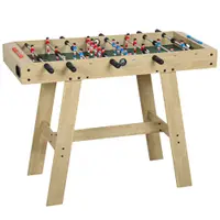 SPORTNOW Futbolín pentru Copii din Lemn Masă de futbolín cu 2 Marcatoare 8 Mânere și 22 Jucători 114x78x88 cm Natural | Aosom Romania