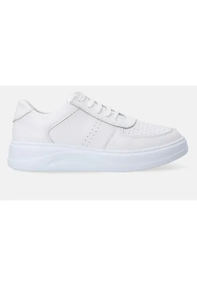 Pantofi sport wedge din piele cu perforatii si profil jos
