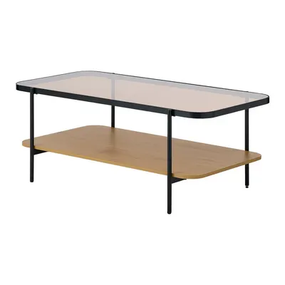 Măsuță de cafea în culoare naturală cu blat din sticlă 60x120 cm Hassel – Unique Furniture