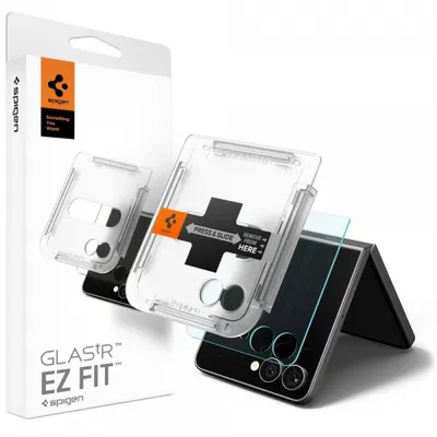 Folie de protectie Ecran Exterior Spigen GlastR EZ FIT pentru Samsung Galaxy Z Flip7 F766, Sticla Securizata, Full Glue AGL09586