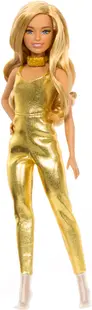 Păpușă Barbie Fashionistas - Babri, cu salopetă aurie și păr blond, #222
