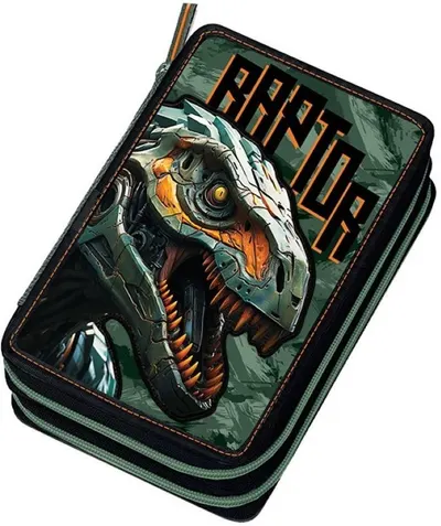 Penar școlar echipat Graffiti Dinosaur - Cu 2 fermoare