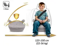 Inaltator auto copii Nukido Louis Bej 125-150 cm cu fixare isofix,conectori telescopici cu sistem vizual fixare corecta,tapiterie de calitate superioara,husa detasabila si lavabila,cotiere,dimensiune 32x37x22 cm