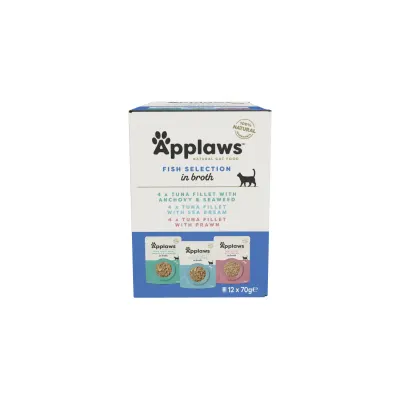APPLAWS Fish Selection, Pește, plic hrană umedă pisici, (în supă), multipack, 70g x12buc