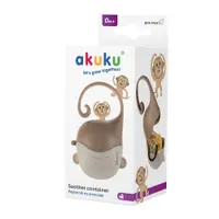 Cutiuta pentru suzete Akuku Maimutica cu agatatoare,materiale sigura fara bpa, codita tip maner special ce permite agatarea la caruciorpatutscaun auto, dimensiune 13x8,5x5,5 cm