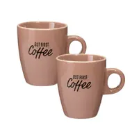 Set 2 căni Excellent Houseware, 220 ml, ceramică, „BUT FIRST Coffee”