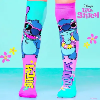 Șosete lungi colorate Madmia ALOHA STITCH PINK pentru fete 6-99 ani