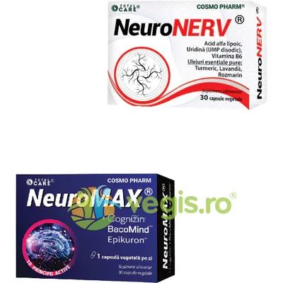 Pachet Neuromax 30cps vegetale + Neuronerv 30cps vegetale