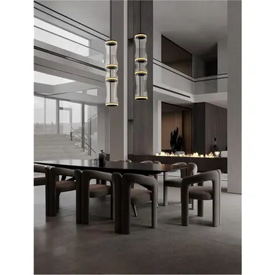 Lampa suspendata ANAPNOE Dimabil cu Senzor Mat Negru Carbon Otel , Aluminiu, Sticla clara, Silica & Abs LED 37 Wat 220-240Volt 888Lm 3000K IP20