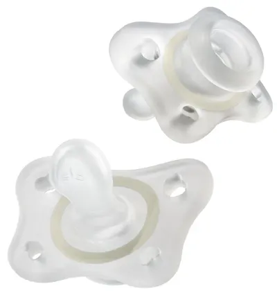 Suzete din silicon Chicco - Mini Soft Glow in the Dark, 2-6 luni, sortiment
