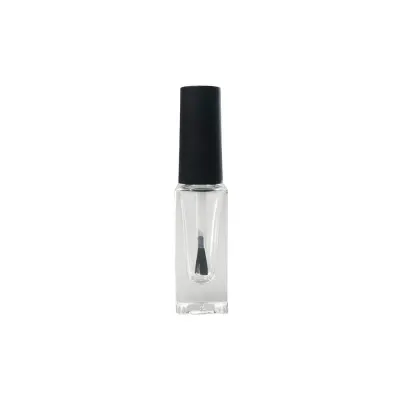 Sticluță transparentă înaltă cu pensulă ojă și capac negru 5ml - Default Title
