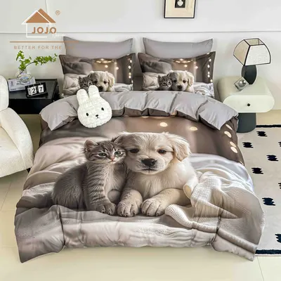 Lenjerie de Pat Bumbac Finet 5D 6 Piese cu Elastic 180x200 , Best Friends Forever