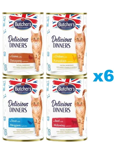 BUTCHERS Deliciuos Dinners Mix arome in aspic 24x400 g hrana pisica