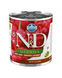 FARMINA N&amp;D Quinoa Dog Venison, coconut 285 g Hrana umeda caine pentru sanatatea pielii si blanii, cu vanat si cocos