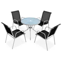 Gossi set mobilier de exterior, 5 piese, negru, otel