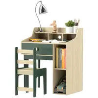 AIYAPLAY Set birou și scaun pentru copil cu rafturi de depozitare și sertar, mobilier pentru copii de la 3 la 10 ani, verde | Aosom Romania