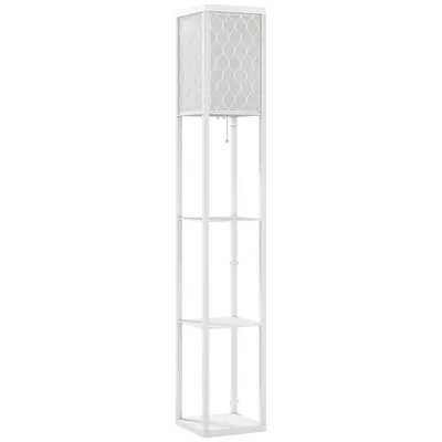 Homcom Lampa Pom 160 cm – Negru cu Rafturi pe 3 Niveluri | Aosom Romania