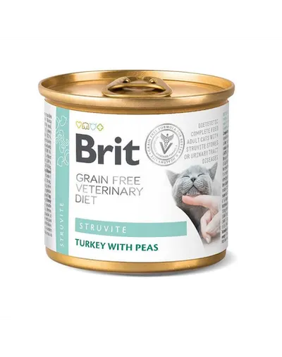 BRIT Veterinary Diet Struvite Turkey&Pea afectiuni ale tractului urinar, hrana umeda pisici 200 g