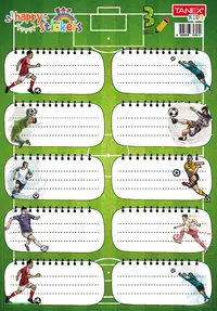 Etichete scolare autoadezive, 30buc/set, Tanex, Fotbal