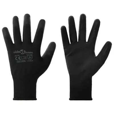 vidaXL Manusi pentru Muncă 12 buc. Negru 10 / xl Poliester