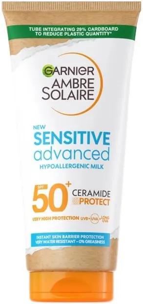 Garnier Ambre Solaire Lapte cu protecție solară Sensitive Advanced, SPF50, 175 ml
