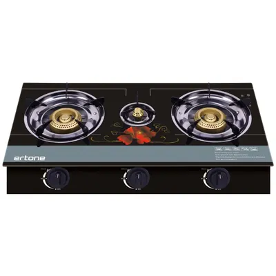 Aragaz ERTONE MN-1103 din sticla securizata, 3 Arzatoare din fonta, aprindere pe quartz, negru Engros