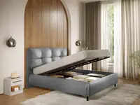 Pat Tapitat cu somiera rabatabila - Piele Gri - Ramses 180x200