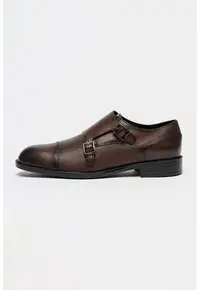 Pantofi monk din piele Tayil - Maro inchis
