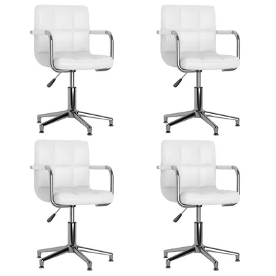 vidaXL Scaune de masă pivotante, 4 buc., alb, piele ecologică
