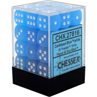 Set 36 Zaruri d6 Frosted - Caribbean Blue/Alb