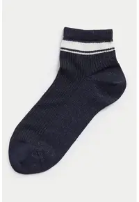 Sosete scurte cu model uni - Alb/Bleumarin
