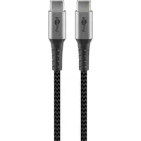 Cablu de Date USB-C tata - USB-C tata, Gri/Argintiu, Textil, Flexibil, 2 m, Goobay